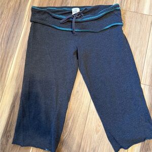 PINK Victoria's Secret Black Fold-Over Lounge Capri with Teal Trim